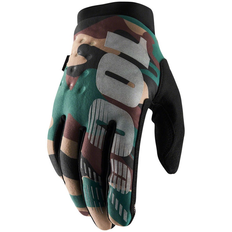 100% Brisker Gloves – Camo/Black Full Finger Men’s Small