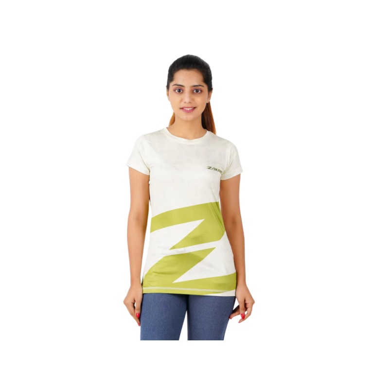 ZAKPRO Sports T-shirt for Women | Sports fit | Sports tee for women | Polyester Active Wear | Running | Gym workout wear | Stretchable Fabric – Large (Bluish Run)