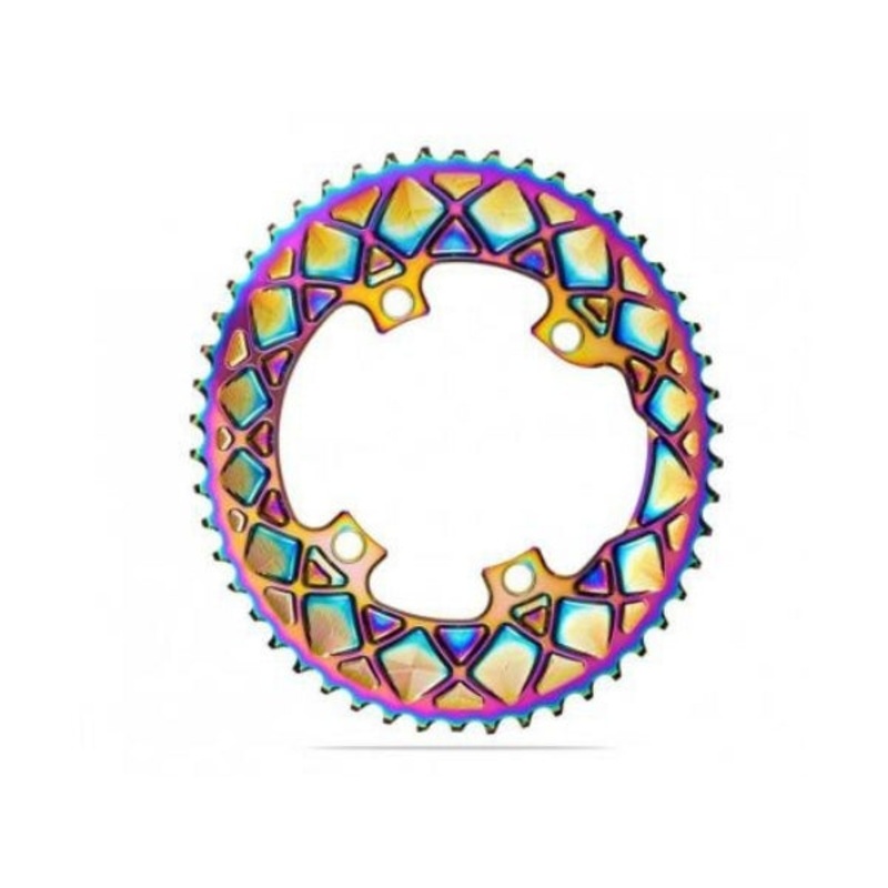 Absolute Black Oval Road CR 2X 110/4 Shimano 9100-50T – PVD Rainbow