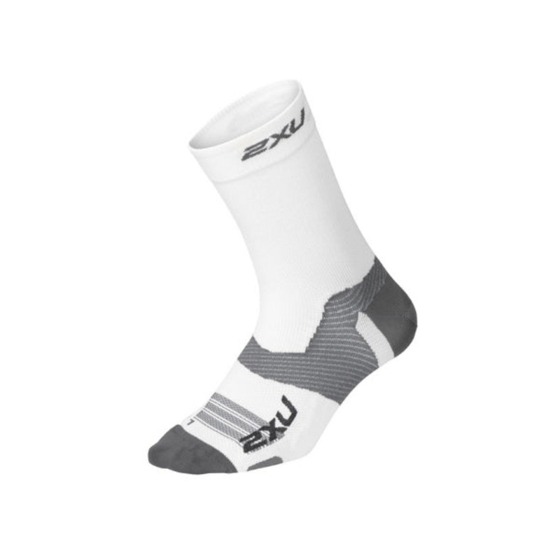 2XU Vectr Ultralight Crew Socks – White/Grey