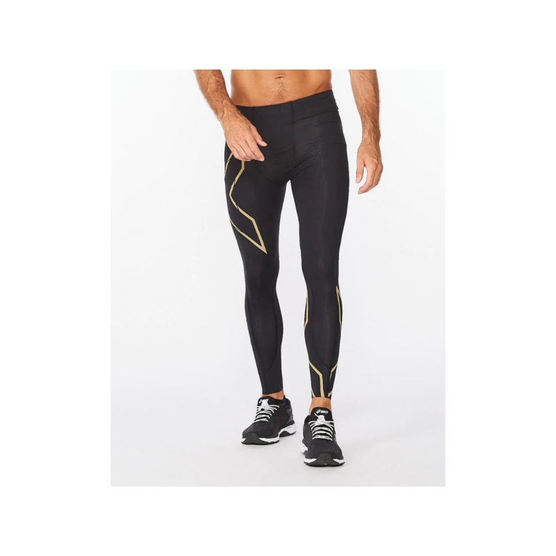 2XU Light Speed Compression Tights – Black-Gold Reflective