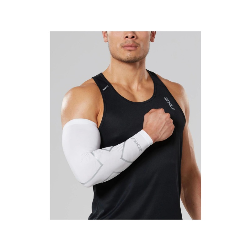 2XU MCS Elite Compression Arm Guards – White