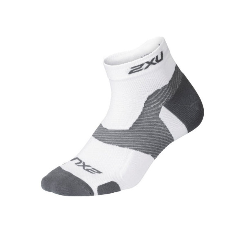 2XU Vectr Light Cushion 1/4 Crew Sock – White/Grey