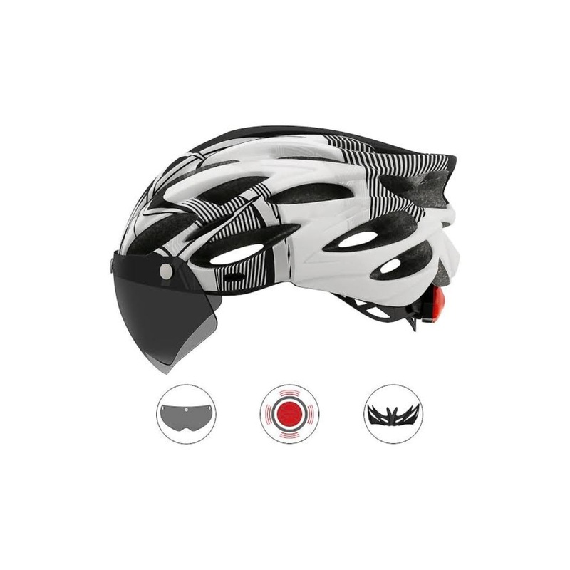 WaltX Bicycle Helmet with Front Visor and Rear Hazard Light