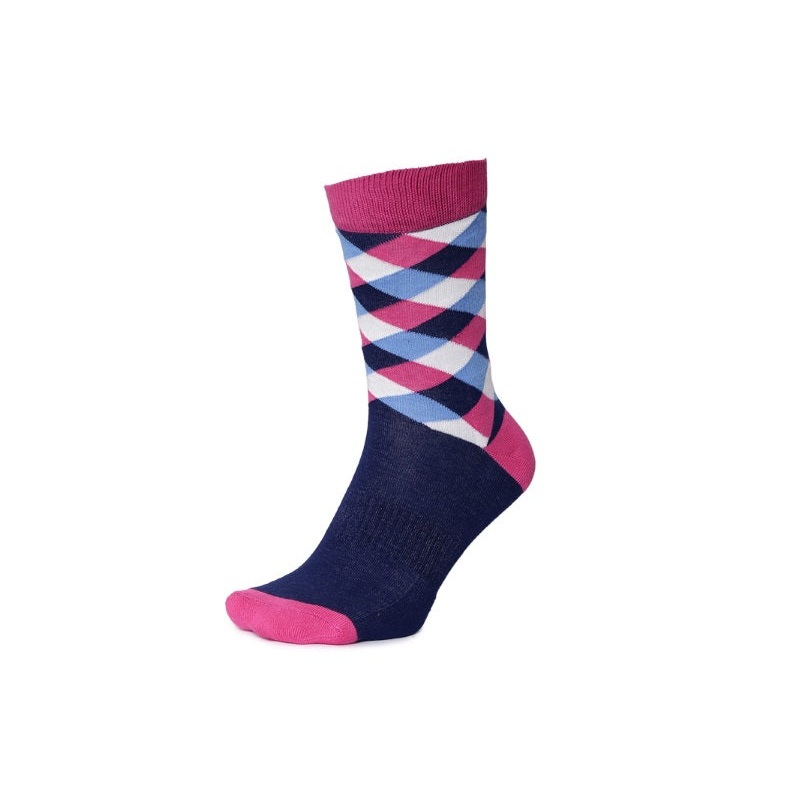 2Go Pull Up Length Cycling Socks – Dark Blue/Pink