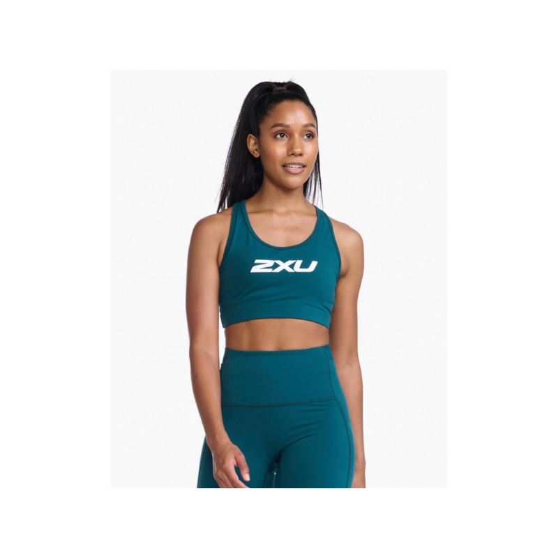 2XU Motion Racerback Crop – Deep Jade-White