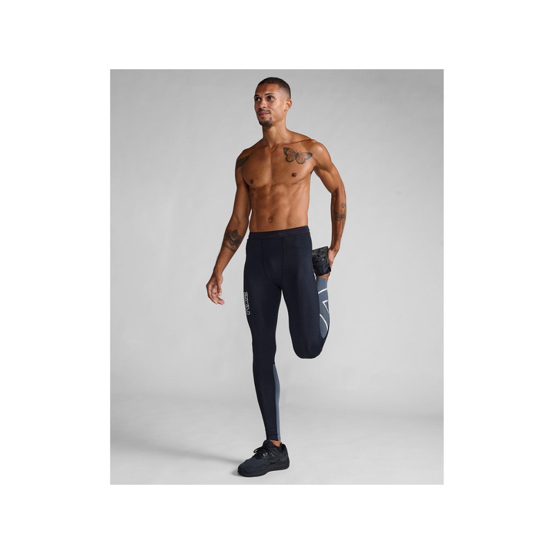 2XU Men Light Speed React Comp Tights Black/White Reflective