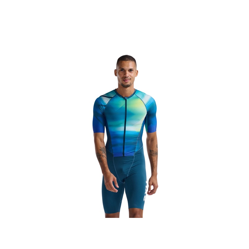 2XU Men Aero Sleeved Trisuit Spring green/Majol