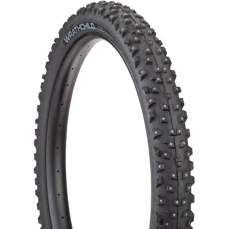 45NRTH Wrathchild Tire – 27.5 x 3.0 Tubeless Folding BLK 60 TPI 252 Concave Carbide Studs