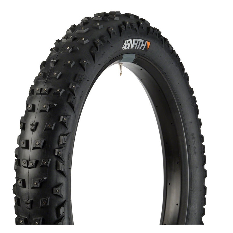 45NRTH Wrathchild Tire – 26 x 4.6 Tubeless Folding BLK 120 TPI 224 XL Concave Carbide Aluminum Studs