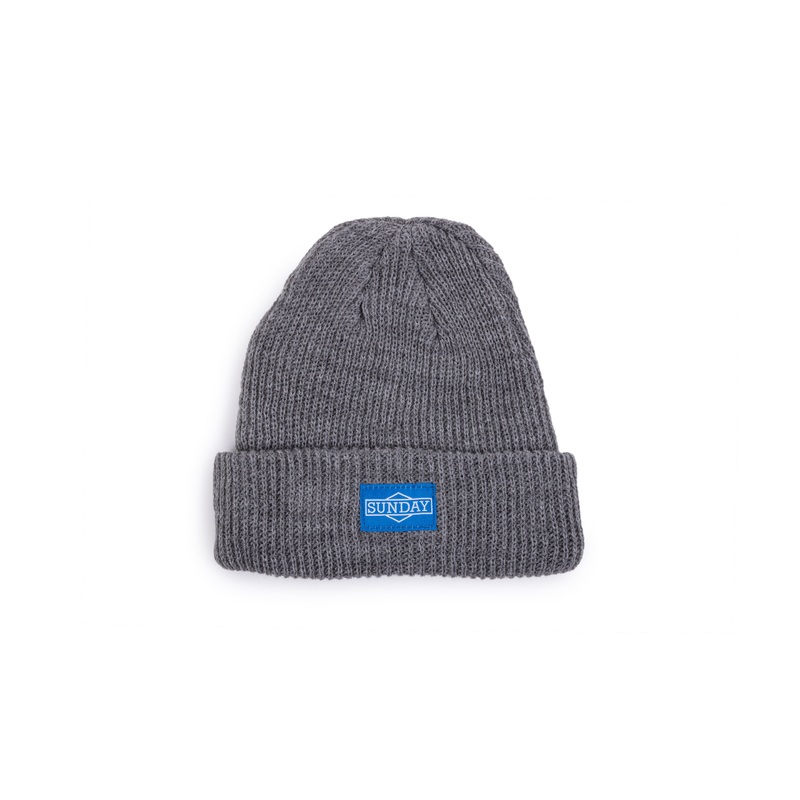 Sunday Cornerstone Beanie (Grey with Blue Woven Label)