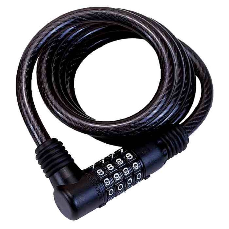 Bicycle Cable Lock – JY-207 + JY-777. 10mm x 60 Black w/Mounting Bracket – Number Lock