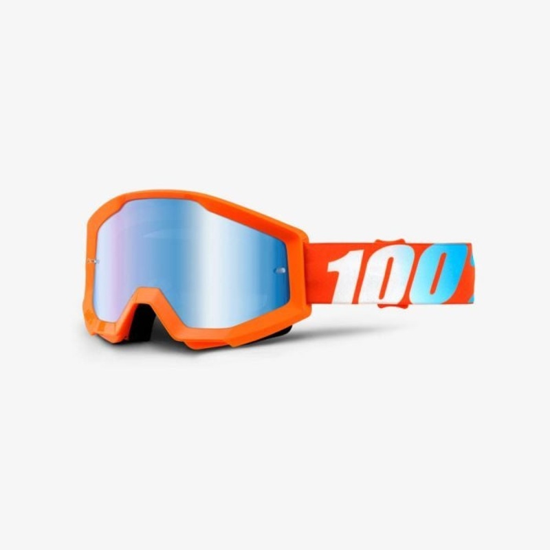 100% Strata Goggle Orange – Blue Mirror Lens